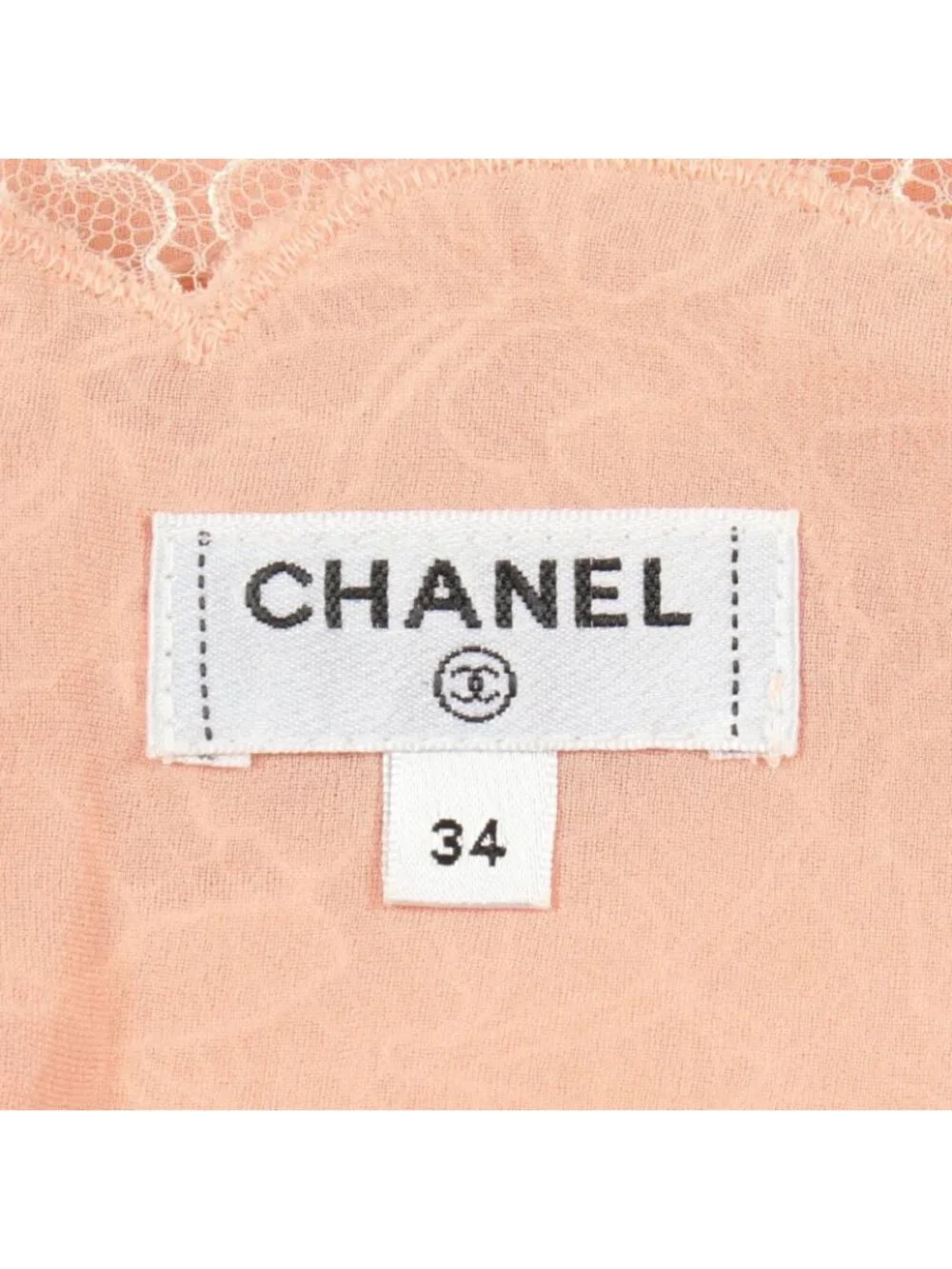 Chanel Camisole CC Logo Button Floral Pattern Full Lace Pink Rayon